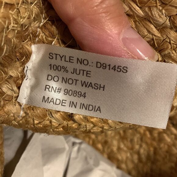 Magic 100% Jute handbag with black cloth wrapped handles & removable bow - Picture 8 of 10